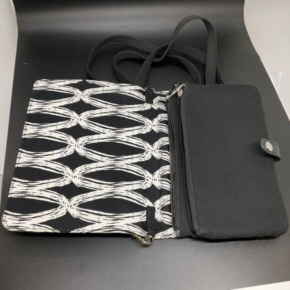 Thirty-One Double Up Crossbody Black Links Black & White Detachable Strap EUC - Picture 8 of 15